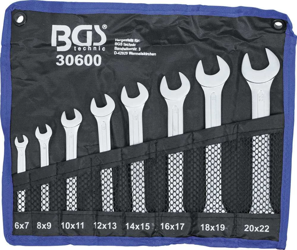 Bgs Technic Plokščių raktų rinkinys atviru galu | 6 - 22 mm | 8 vnt. (30600)
