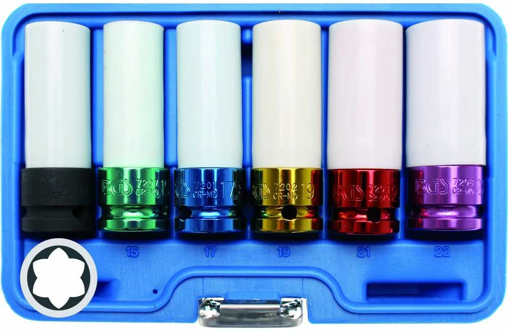 Bgs Technic Plonasienių smūginių galvučių rinkinys su apsaugom | 12,5 mm (1/2") | 6 vnt. (7307)