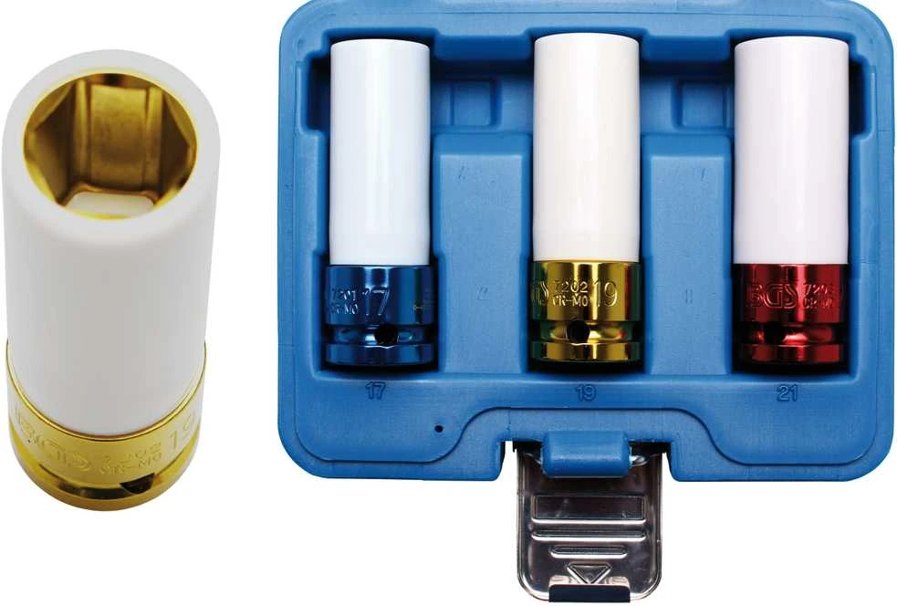 Bgs Technic Plonasienių smūginių galvučių rinkinys su apsaugom | 12,5 mm (1/2") | 17/19/21 mm | 3 vnt. (7200)