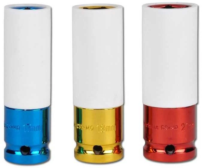 Bgs Technic Plonasienių smūginių galvučių rinkinys su apsaugom | 12,5 mm (1/2") | 17/19/21 mm | 3 vnt. (7200)