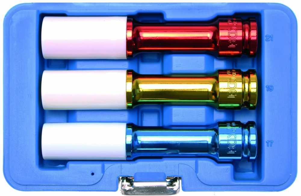 Bgs Technic Plonasienių smūginių galvučių rinkinys su apsaugom | 12,5 mm (1/2") | 150 mm | 17/19/21 mm | 3 vnt. (7100)