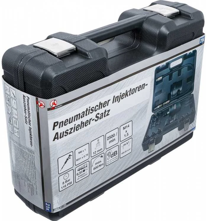 Bgs Technic Pneumatinis purkštukų išėmimo rinkinys | 21 dalių komplektas | su adapteriais | (91120)