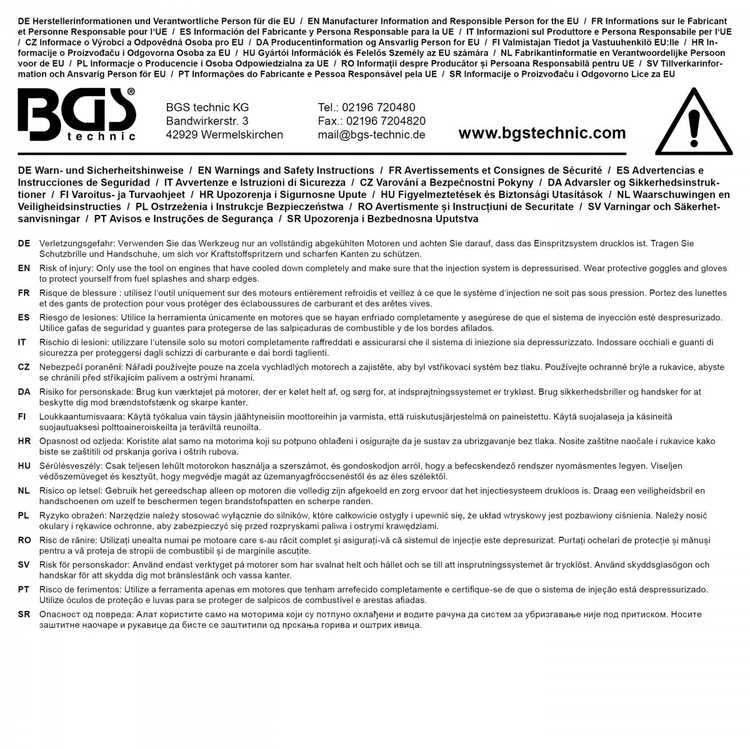 Bgs Technic Pneumatinis purkštukų išėmimo rinkinys | 21 dalių komplektas | su adapteriais | (91120)