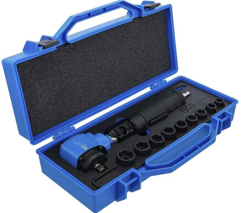 Bgs Technic Pneumatinis smūginis veržliasukis | su pakreipiama galvute ir smūginių galvučlų rinkiniu | 12,5 mm (1/2") | 650 Nm | 10 vnt. (74348)