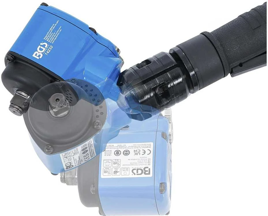 Bgs Technic Pneumatinis smūginis veržliasukis | su pakreipiama galvute ir smūginių galvučlų rinkiniu | 12,5 mm (1/2") | 650 Nm | 10 vnt. (74348)