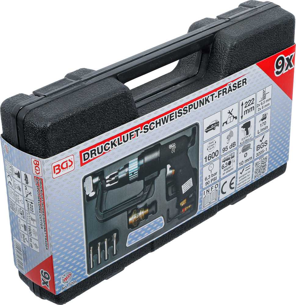 Bgs Technic Pneumatinis suvirinimo taškų nugrežėjas su rinkiniu (3205)