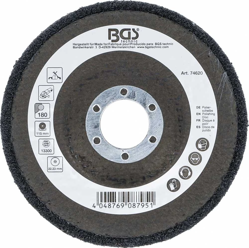 Bgs Technic Poliravimo diskas | Silikono karbidas | Ø 115 mm | Grūdelių dydis 180 (74620)