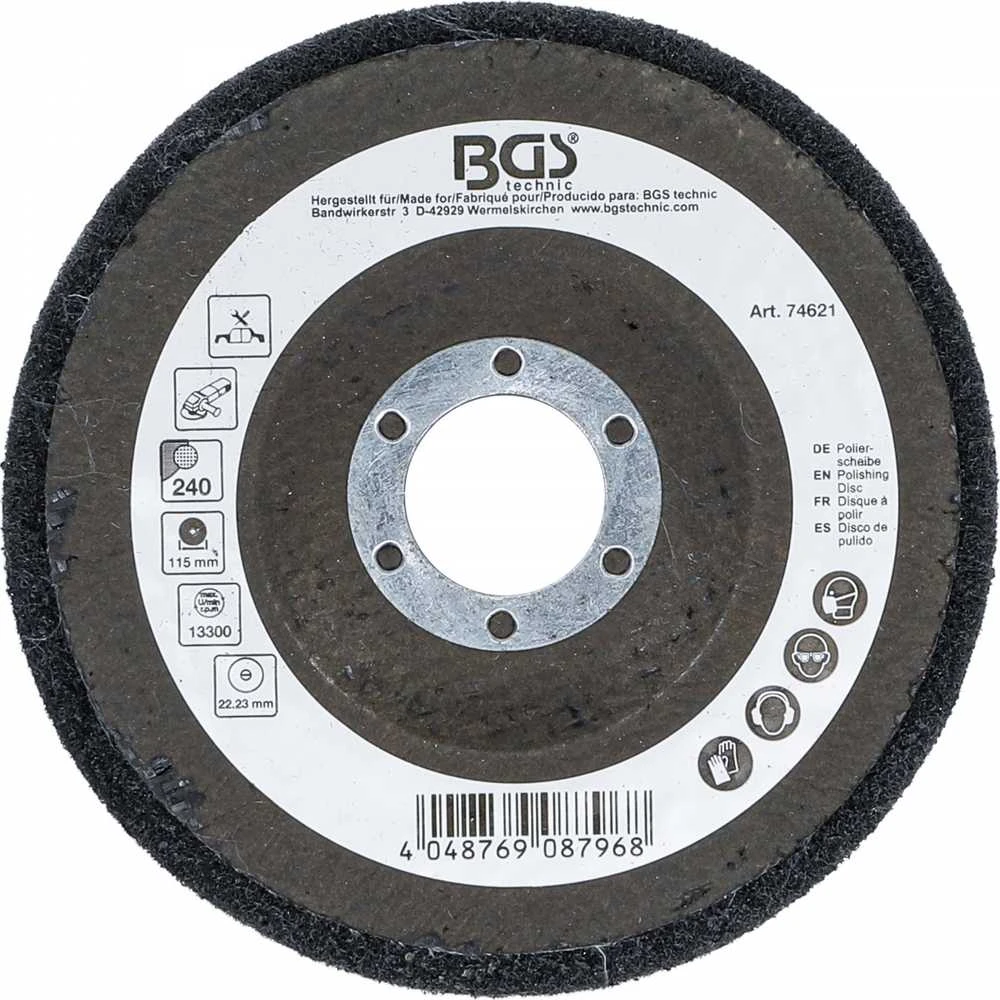 Bgs Technic Poliravimo diskas | Silikono karbidas | Ø 115 mm | Grūdelių dydis 240 (74621)