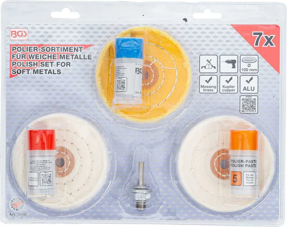 Bgs Technic Poliravimo rinkinys minkštiems metalams | 7 vnt. (3990)