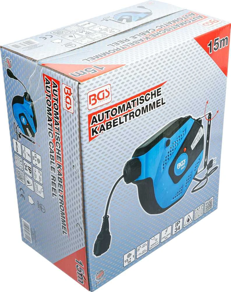 Bgs Technic Prailginimo kabelis su automatine rite | 15 m (3321)