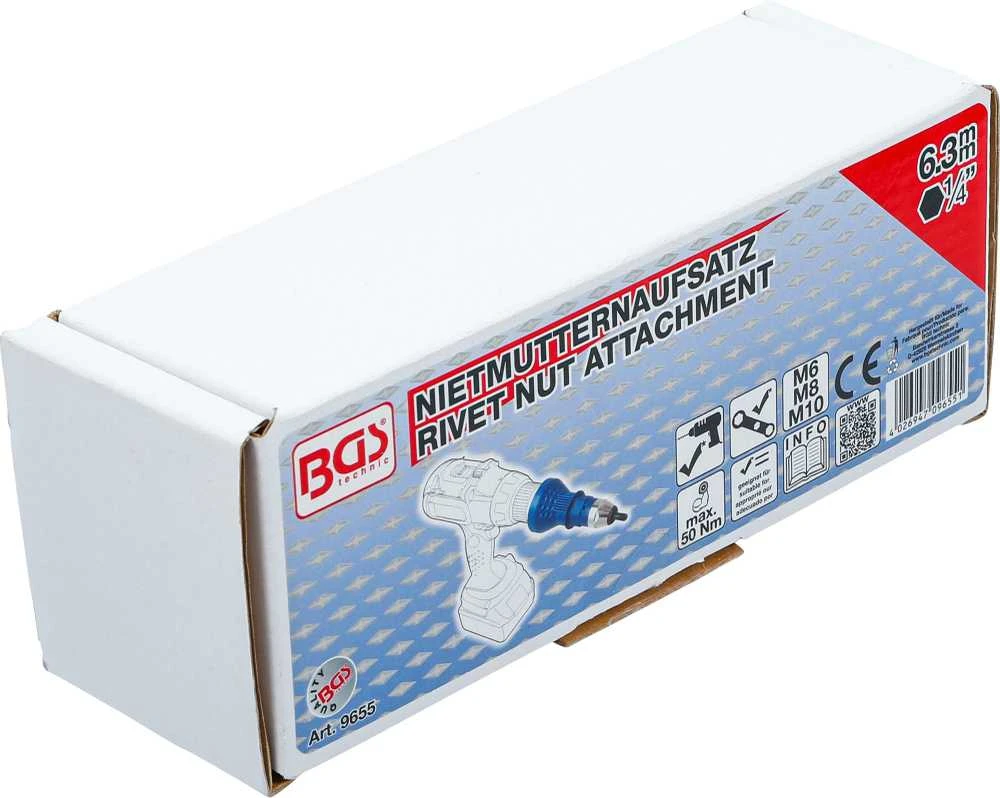 Bgs Technic Kniedžių veržlių įrankio antgalis M6–M8–M10 gręžtuvui (9655)