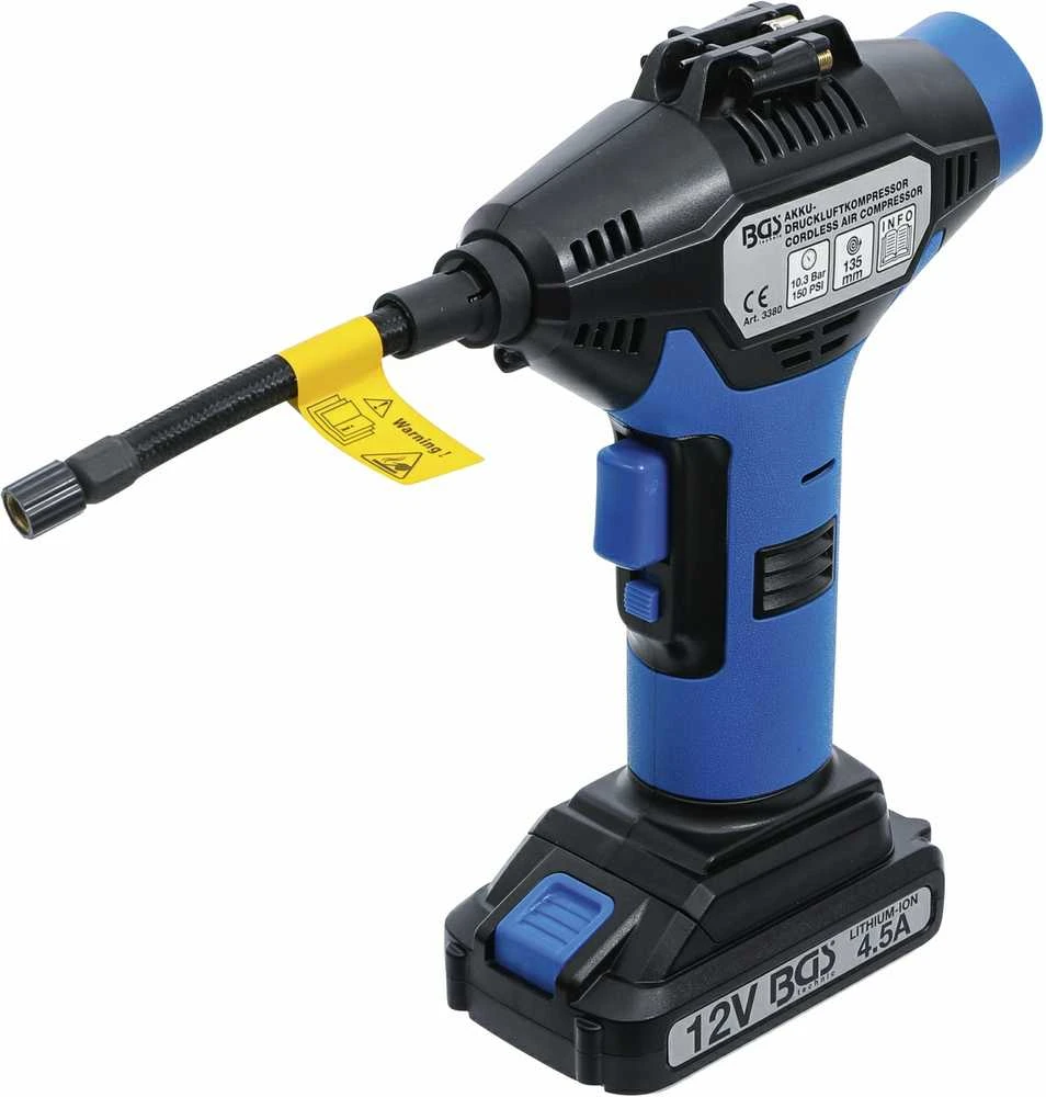 Bgs Technic Pripūtimo pistoletas akumuliatorinis | su skaitmeniniu manometru (3380)