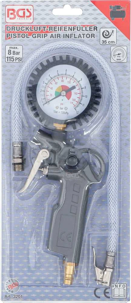 Bgs Technic Pripūtimo pistoletas su manometru | 0 - 8 bar (3201)