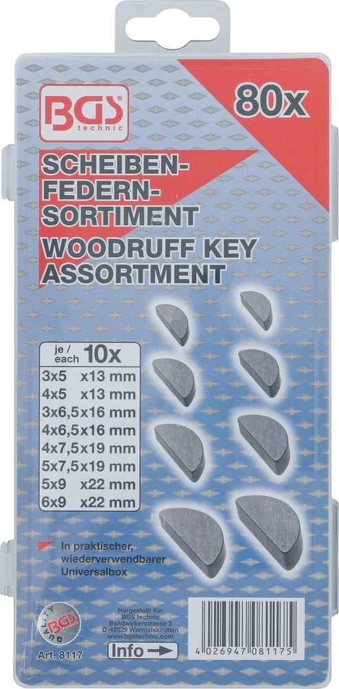 Bgs Technic Pusmėnulių (Woodruff key) asortimentas | 80 vnt. (8117)