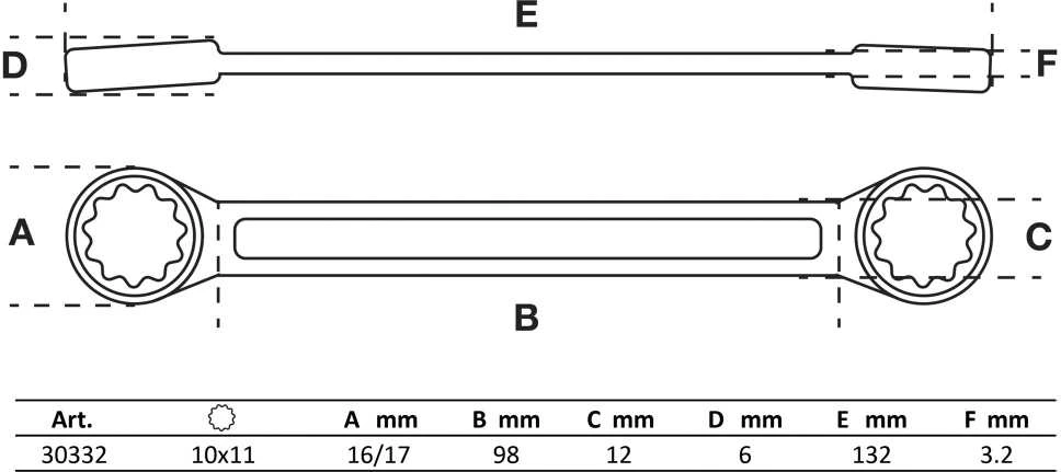 Bgs Technic Raktas kilpinis tiesus | 10 x 11 mm (30332)