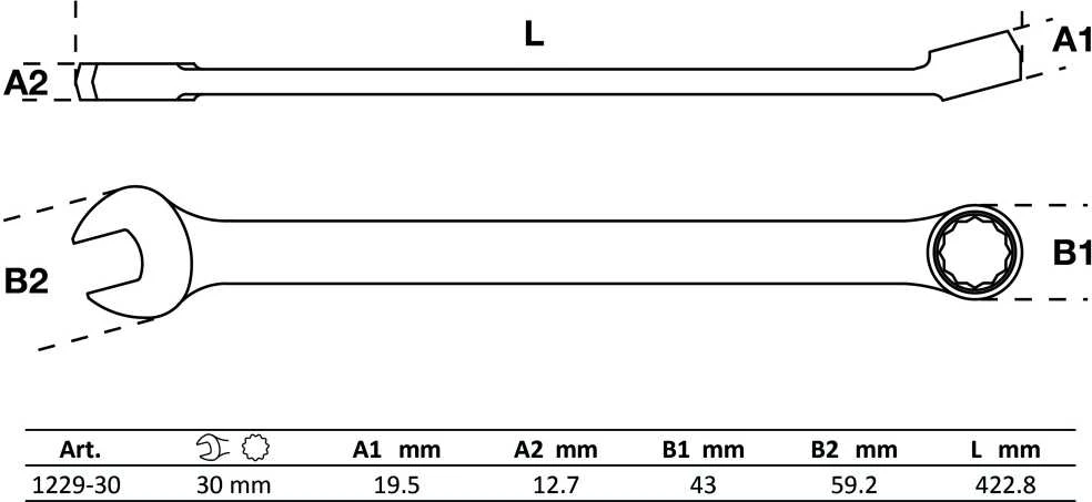 Bgs Technic Raktas kombinuotas | ilgas tipas | 30 mm (1229-30)