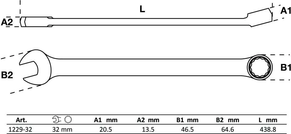 Bgs Technic Raktas kombinuotas | ilgas tipas | 32 mm (1229-32)