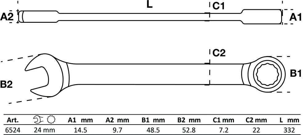 Bgs Technic Raktas kombinuotas terkšlinis | 24 mm (6524)