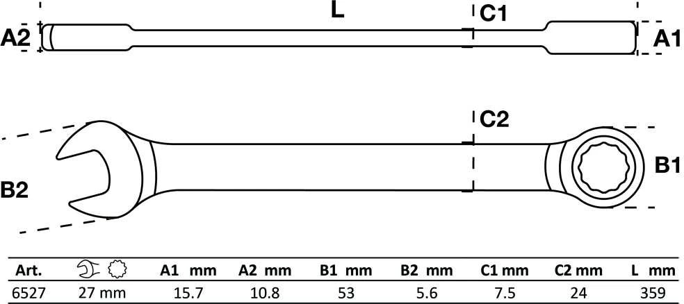 Bgs Technic Raktas kombinuotas terkšlinis | 27 mm (6527)