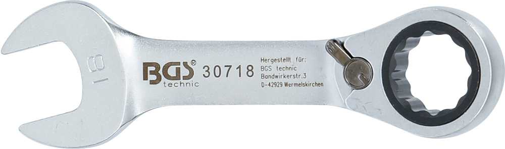 Bgs Technic Raktas su terkšle | trumpas | su reversu | 18 mm (30718)
