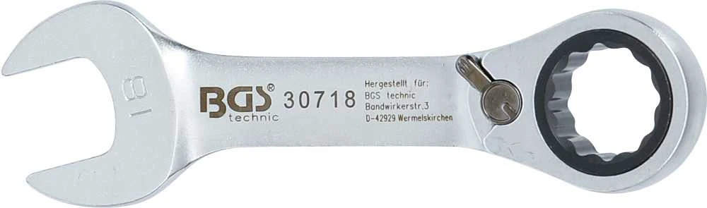 Bgs Technic Raktas su terkšle | trumpas | su reversu | 15 mm (30715)