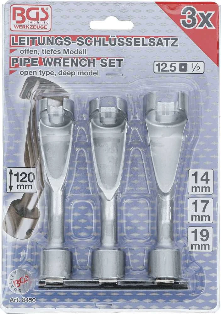 Bgs Technic Raktų dyzelinio kuro vamzdelių sujungimams rinkinys | 12,5 mm (1/2") | 14 - 17 - 19 mm (8450)