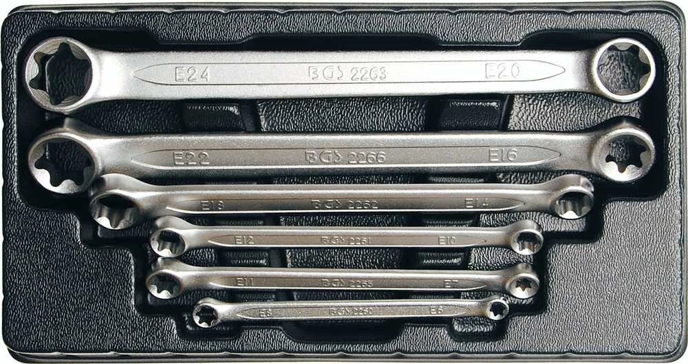 Bgs Technic Raktų rinkinys E tipo (torx) galvutėmis | E6xE8 - E20xE24 | 6 vnt. (2268)