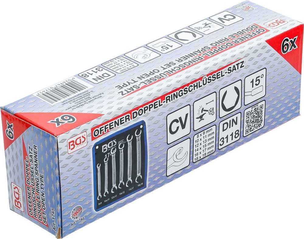 Bgs Technic Raktų rinkinys vamzdeliams | 8x9 - 18x19 mm | 6 vnt. (1745)