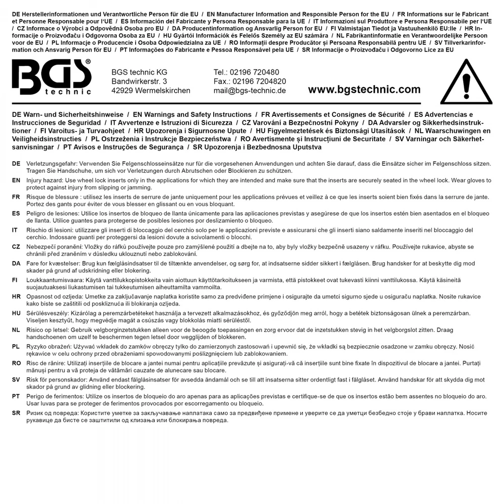 Bgs Technic Ratlankių užraktų išmontavimo įrankių rinkinys | 24–36,8 mm | 14 vnt. | BGS (74448)