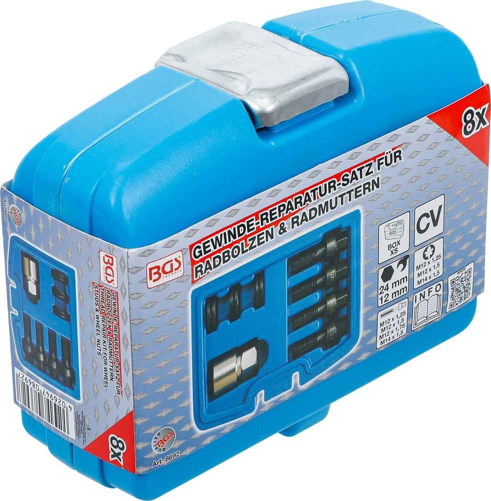 Bgs Technic Rato varžtų ir ratų veržlių sriegių remonto komplektas | M12 ir M14 | 8 vnt. (8692)