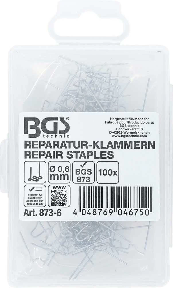 Bgs Technic Remonto kabės | W tipas | Ø 0,6 mm | 100 vnt. (873-6)