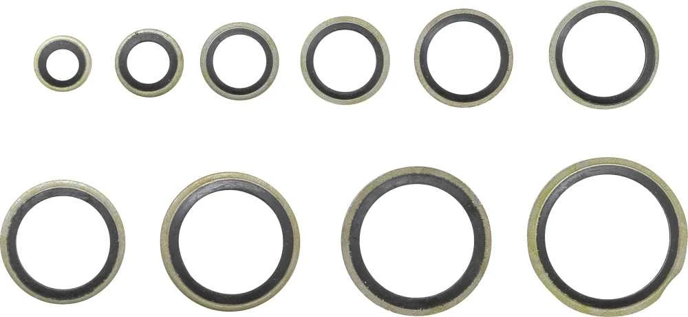 Bgs Technic Sandarinimo žiedų asortimentas | metalas | su guminiu sandarinimo žiedu | 150 vnt. (9306)