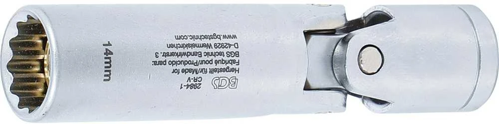 Bgs Technic Šarnyrinė galvutė žvakėms 12 kampų | 10 mm (3/8") | 14 mm (2984-1)