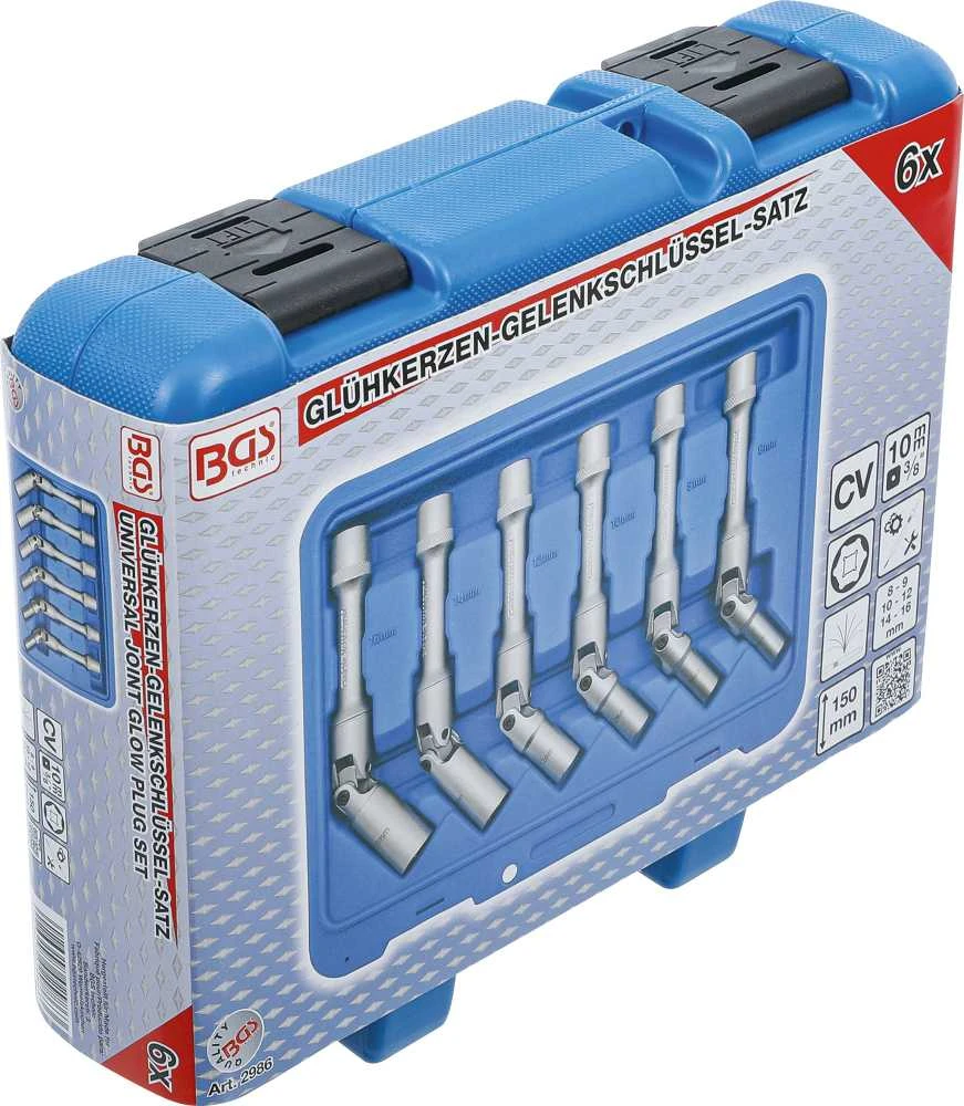 Bgs Technic Šarnyrinių galvučių rinkinys kaitinimo žvakėms | šešiakampės | 10 mm (3/8") | 8 - 16 mm | 6 vnt. (2986)
