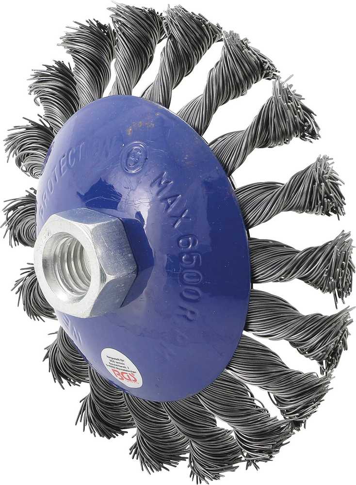Bgs Technic Vielinis šepetys lėkštės tipo – stambus plienas, 18 „knot“ – M14×2, Ø115 mm (3981)
