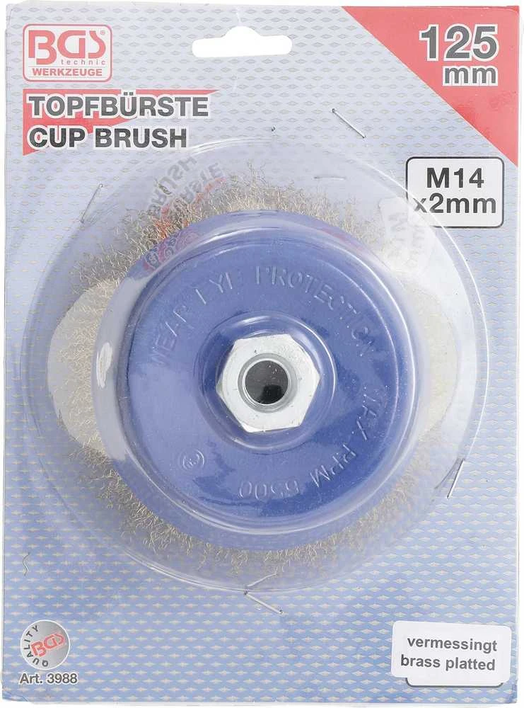 Bgs Technic Šepetys vielinis puodo tipo | M14 x 2 | Ø 125 mm x 75 mm (3988)