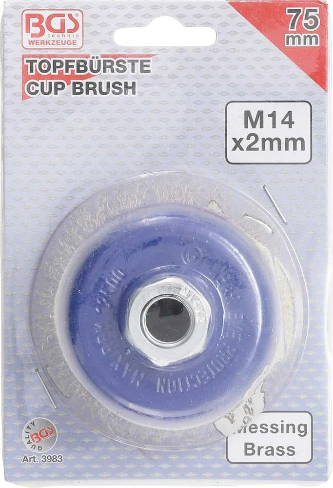 Bgs Technic Šepetys vielinis puodo tipo | variuotas M14 x 2 | Ø 75 mm x 57 mm (3983)