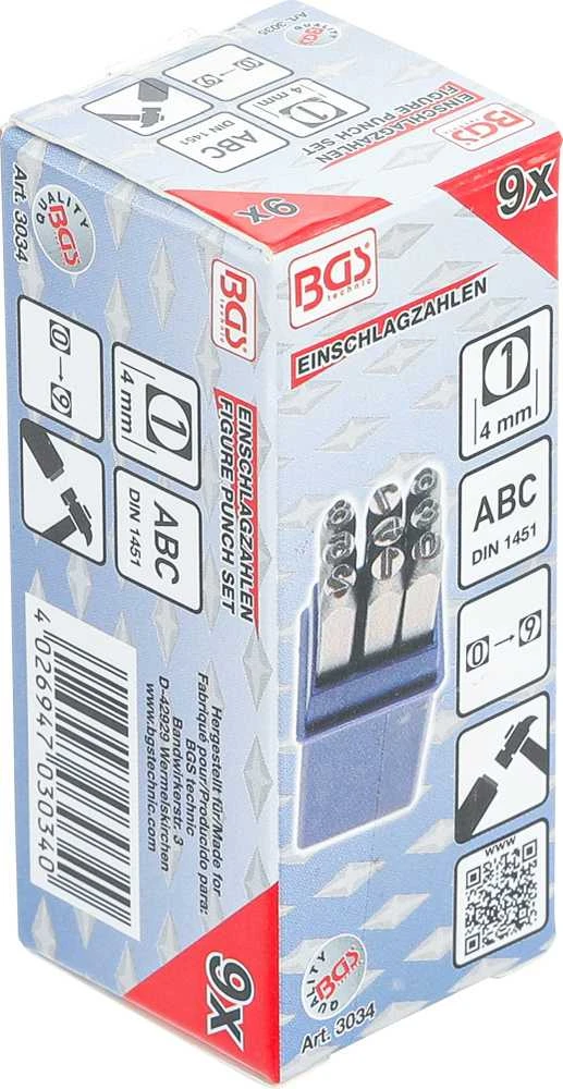 Bgs Technic Skaičių išmušėjų rinkinys | 4 mm (3034)