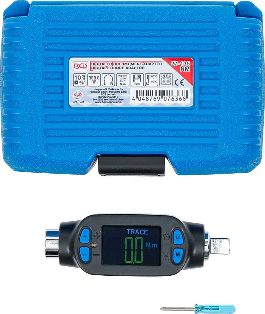Bgs Technic Skaitmeninis sukimo momento adapteris | 10 mm (3/8") | 27 - 135 Nm (70211)