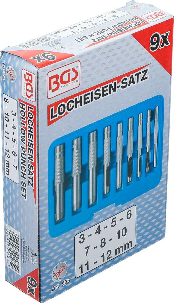 Bgs Technic Skylių išmušėjų komplektas | 3 - 12 mm | 9 vnt. (565)