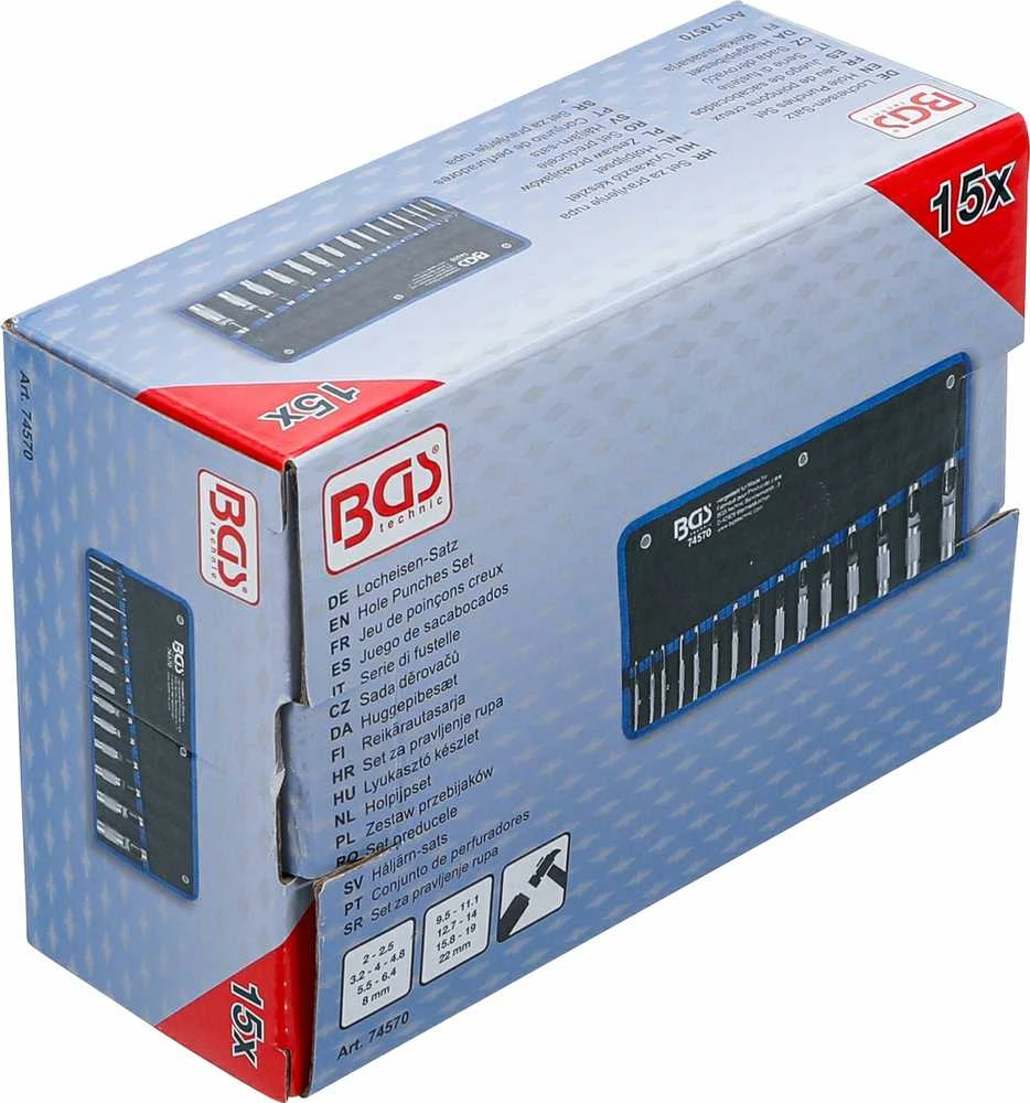 Bgs Technic Skylių išmušėjų rinkinys | 2 - 22 mm | 15 vnt. (74570)