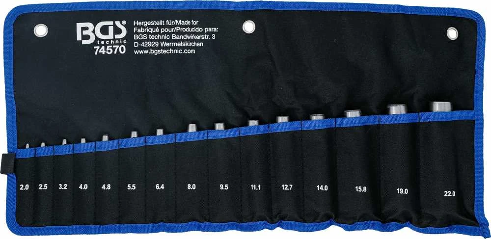 Bgs Technic Skylių išmušėjų rinkinys | 2 - 22 mm | 15 vnt. (74570)
