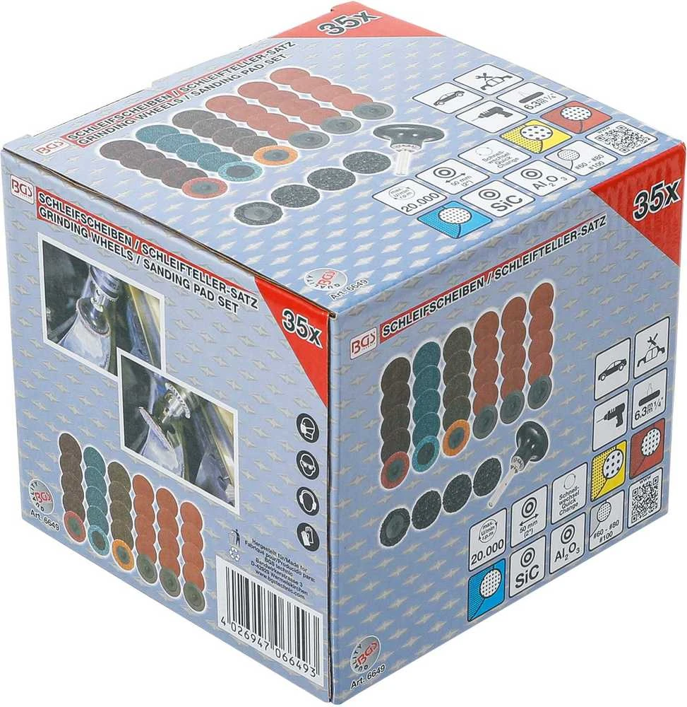Bgs Technic Šlifavimo padai / šveitimo angalių rinkinys | Ø 50 mm | 35 vnt. (6649)