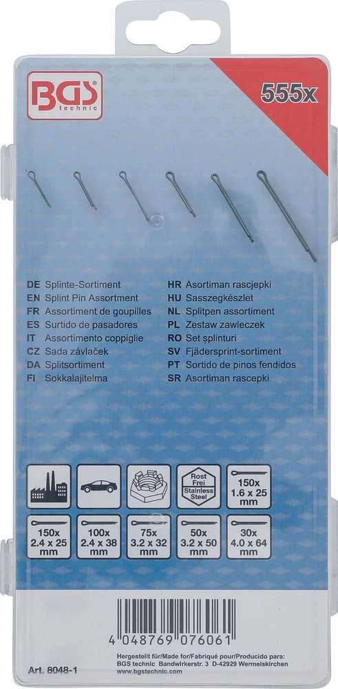 Bgs Technic Smeigtukų asortimentas | Nerūdijantis plienas | Ø 1,6 - 4,0 mm | 555 vnt. (8048-1)