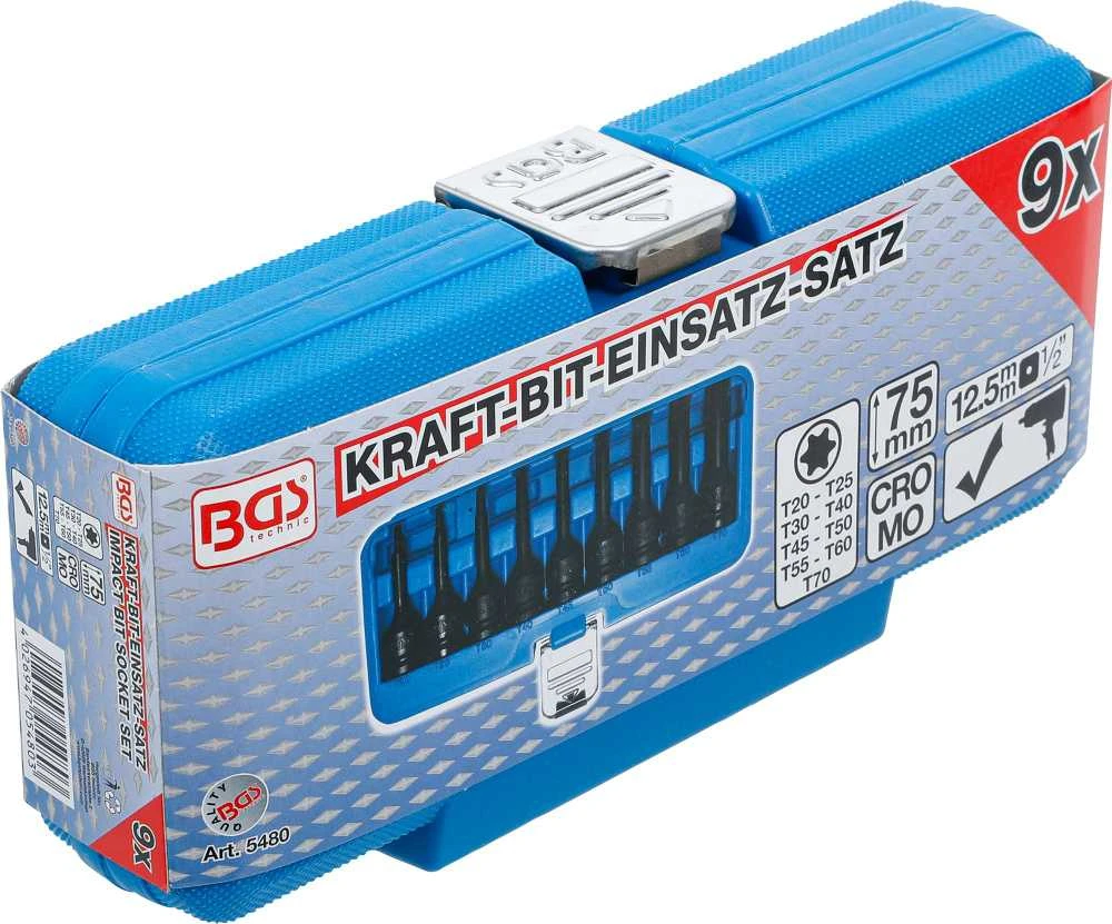 Bgs Technic Smūginiai antgaliai | 12,5 mm (1/2") | T-Star (Torx) T20 - T70 | 9 vnt (5480)