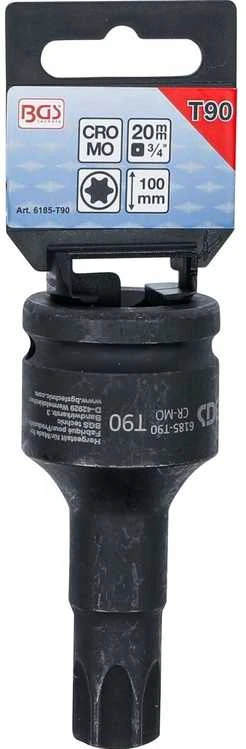 Bgs Technic Smūginis antgalis | ilgis 100 mm | 20 mm (3/4") | T-Star (Torx) T90 (6185-T90)