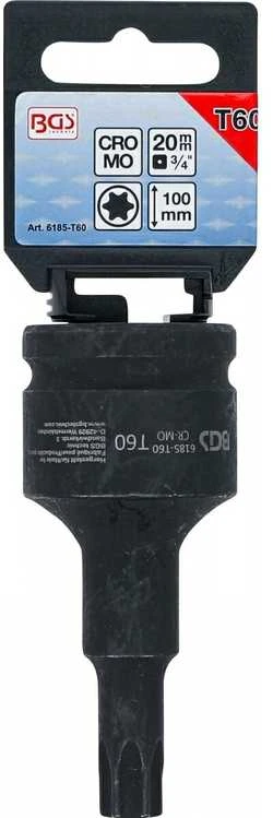 Bgs Technic Smūginis antgalis | ilgis 100 mm | 20 mm (3/4") | T-Star (Torx) T60 (6185-T60)