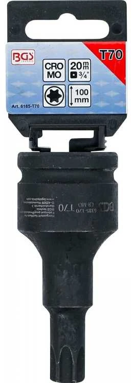 Bgs Technic Smūginis antgalis | ilgis 100 mm | 20 mm (3/4") | T-Star (Torx) T70 (6185-T70)