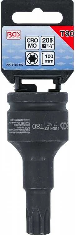 Bgs Technic Smūginis antgalis | ilgis 100 mm | 20 mm (3/4") | T-Star (Torx) T80 (6185-T80)