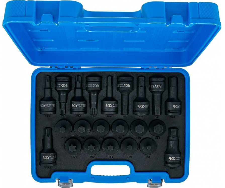 Bgs Technic Smūginių antgalių rinkinys | 20 mm (3/4") | Hex vidinis šešiakampis, T-Star (Torx) | 22 vnt. (6185)